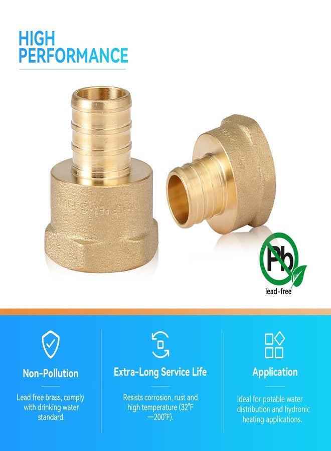 GUOFIS (Pack of 10) PEX 3/4" x 3/4" NPT Female Threaded Adapter,Brass Pex Crimp Adapters Fitting for PEX Pipes in Plumbing Jobs(PEX1807044) - Image 4